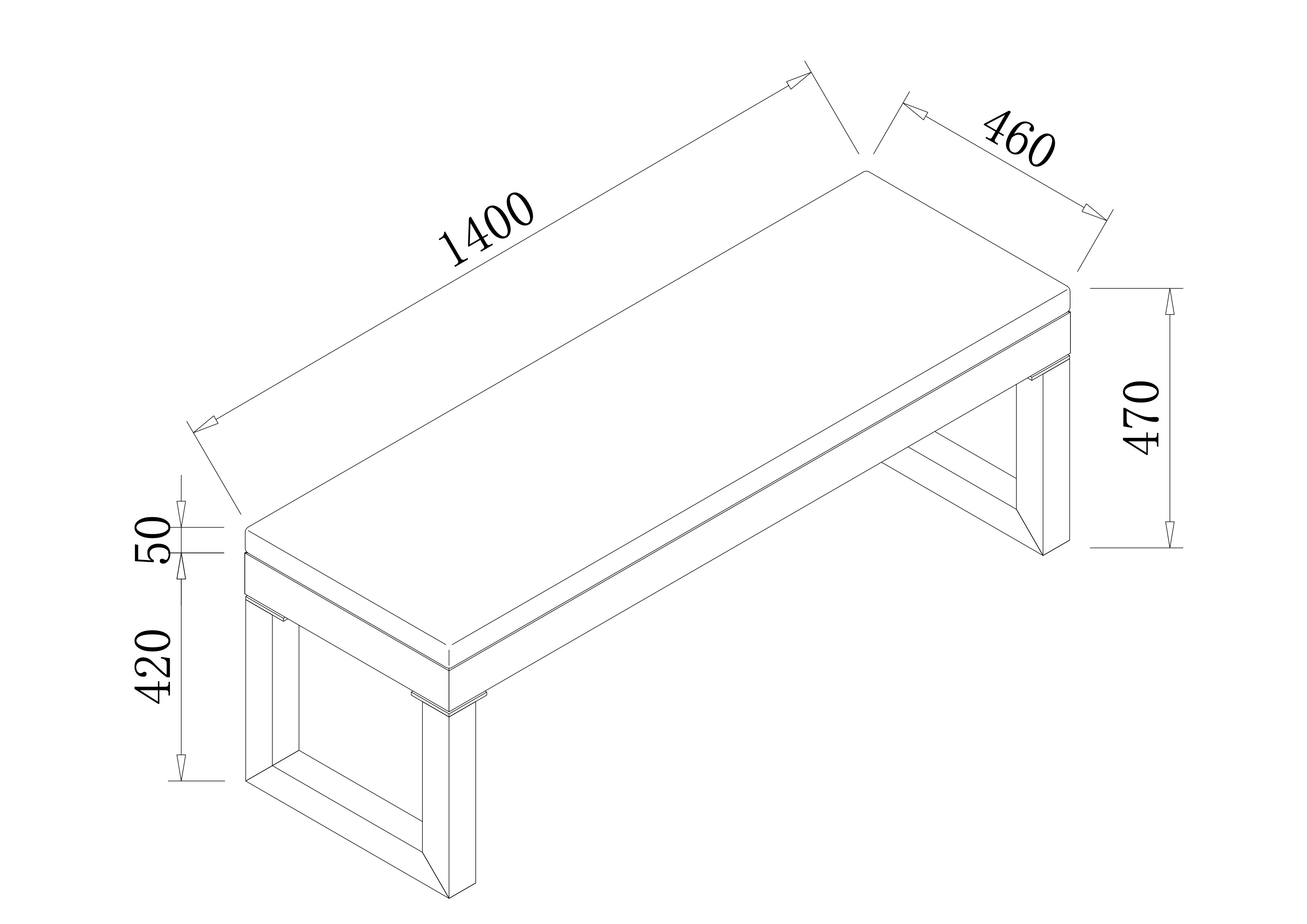 Toca Bench Set dimensions